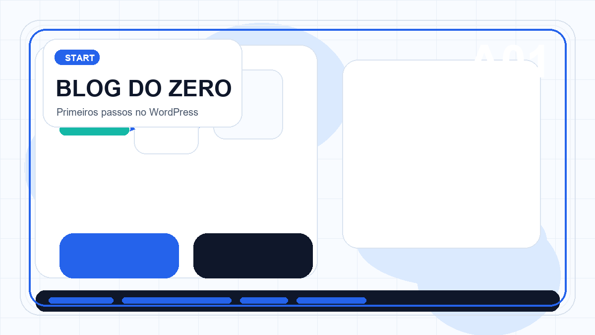 Illustration of a beginner setting up a WordPress blog workflow from zero