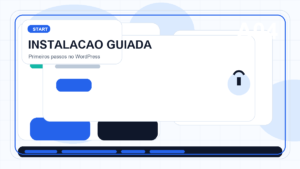 Illustration of a guided WordPress installation flow with secure setup
