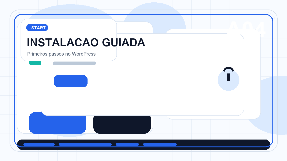 Illustration of a guided WordPress installation flow with secure setup
