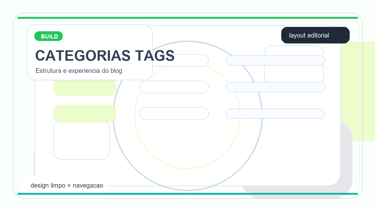 Illustration of categories and tags organizing articles in a blog