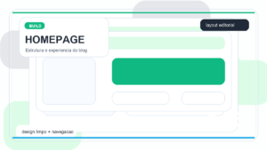 Illustration of a blog homepage with featured post and clear paths